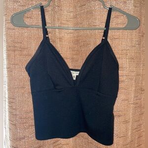 Silence + Noise Deep V-Neck Black Tank Top